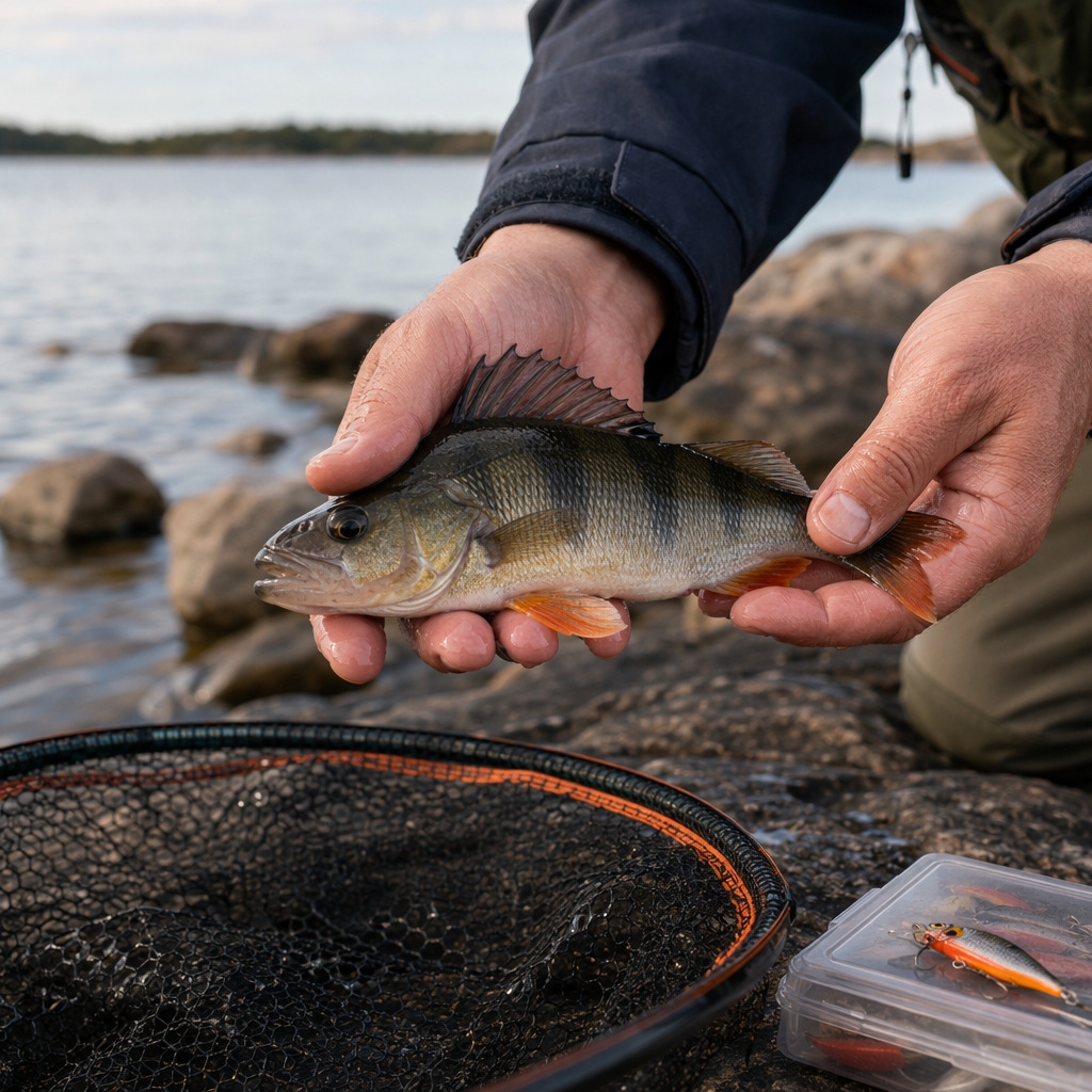 Ahven saalisverkossa Helsingin saaristossa